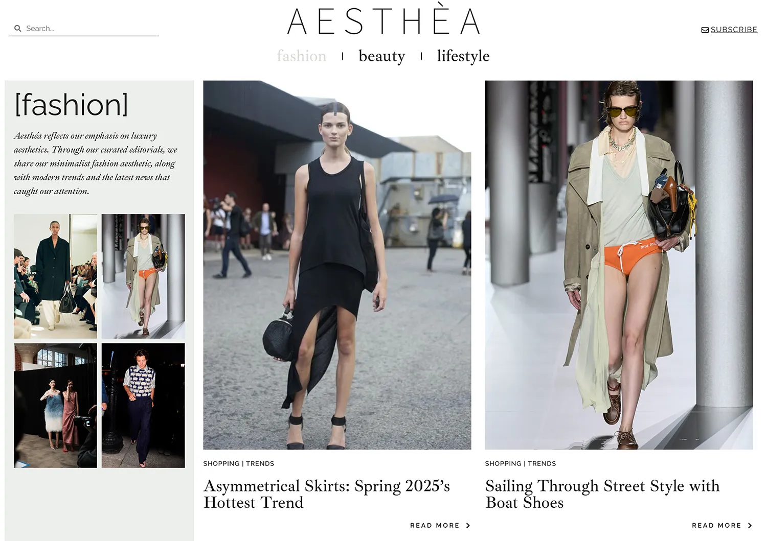 Preview of AESTHÈA’s content section featuring engaging articles on fashion, beauty, and lifestyle.